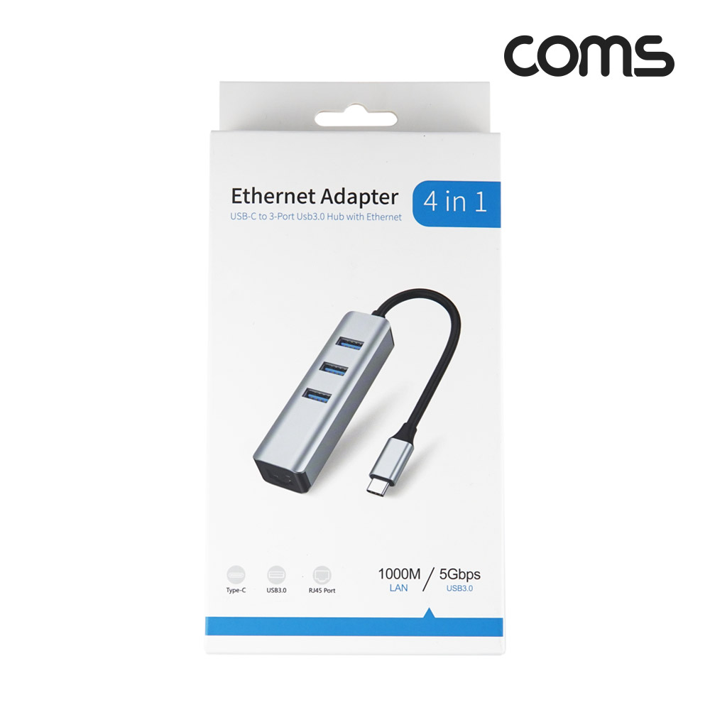 Coms USB 3.0 허브 3포트 3Port LAN RJ45 10/100/1000Mbps Gigabit 기가비트 이더넷 랜카드