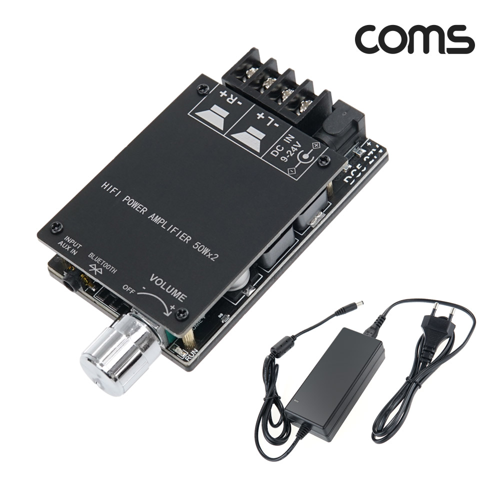Coms HIFI 2.0 블루투스 앰프 50W+50W AUX Bluetooth 9-24V DC 24V 3A 전원 어댑터