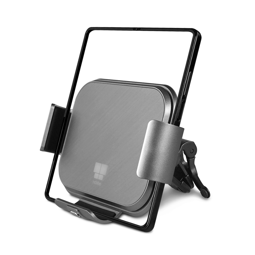 Coms 나비 차량용 무선 고속 충전 거치대 그레이 15W 폴드폰용 듀얼코일