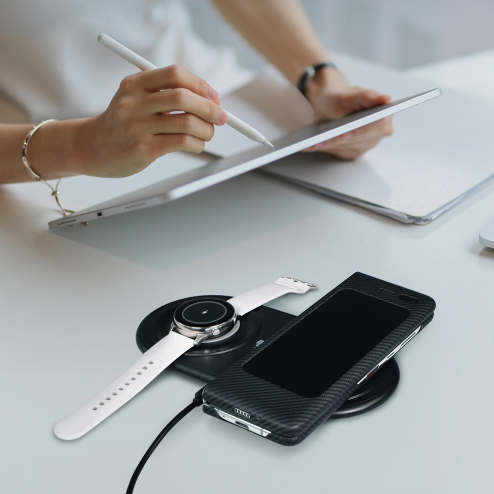 Coms 나비 듀얼 무선 고속충전기 무선충전패드 블랙