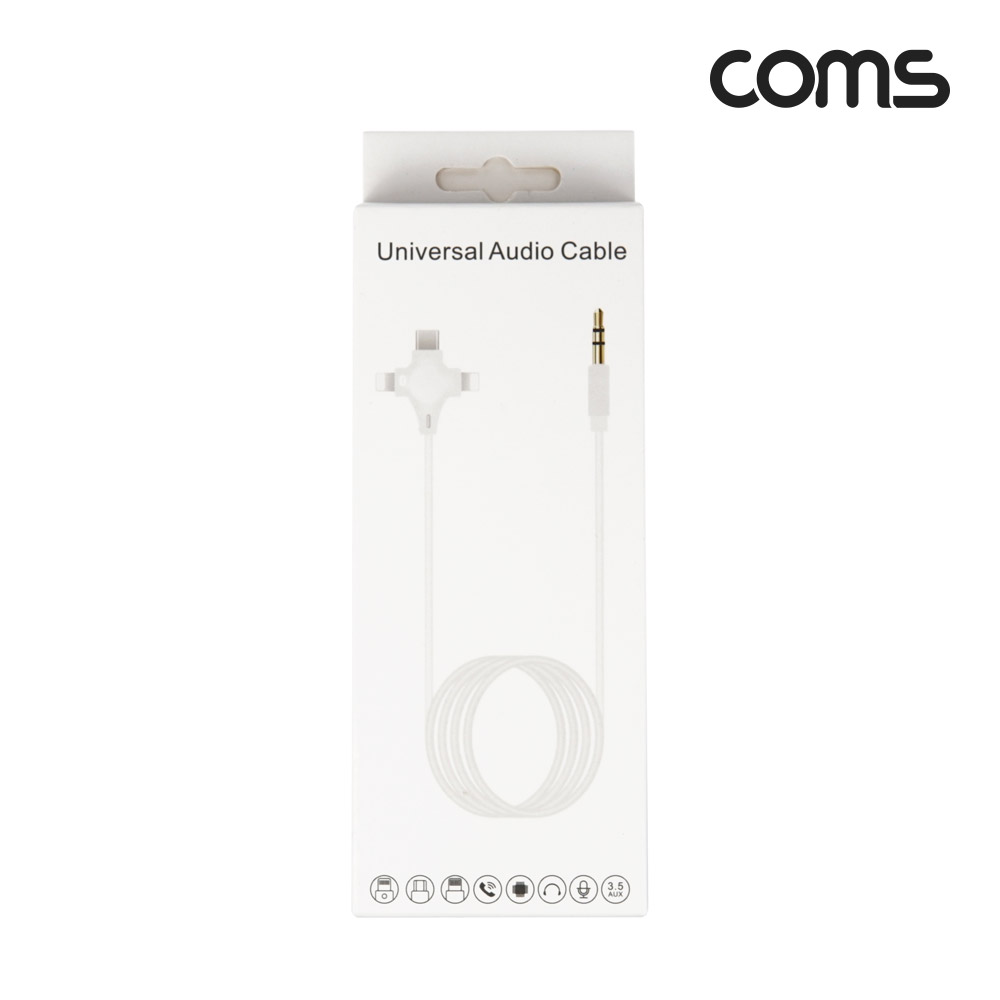 Coms USB Type C iOS 8Pin 오디오 케이블 3 IN 1 C타입/8핀x2 to 3.5mm AUX 스테레오 ST M 1m