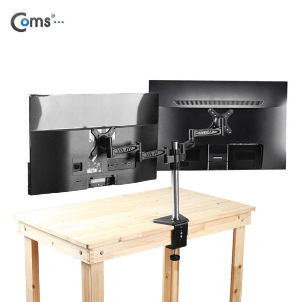Coms LCD 모니터 거치대/듀얼, 2단 블랙