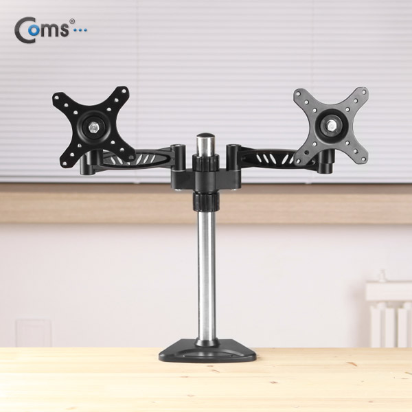 Coms LCD 모니터 거치대/듀얼, 2단 블랙