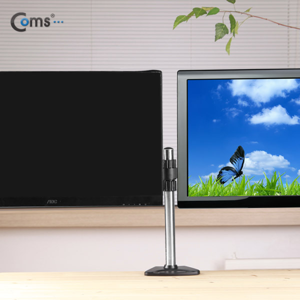 Coms LCD 모니터 거치대/듀얼, 2단 블랙