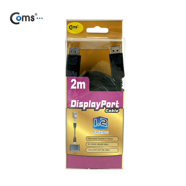 Coms 디스플레이 포트(V 1.2) 케이블 2M, 4K 해상도/DP/DisplayPort