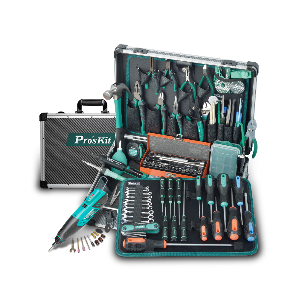 PROKIT(PK-1990B) 전기&전자 공구 수리 세트 그라인더 인두기