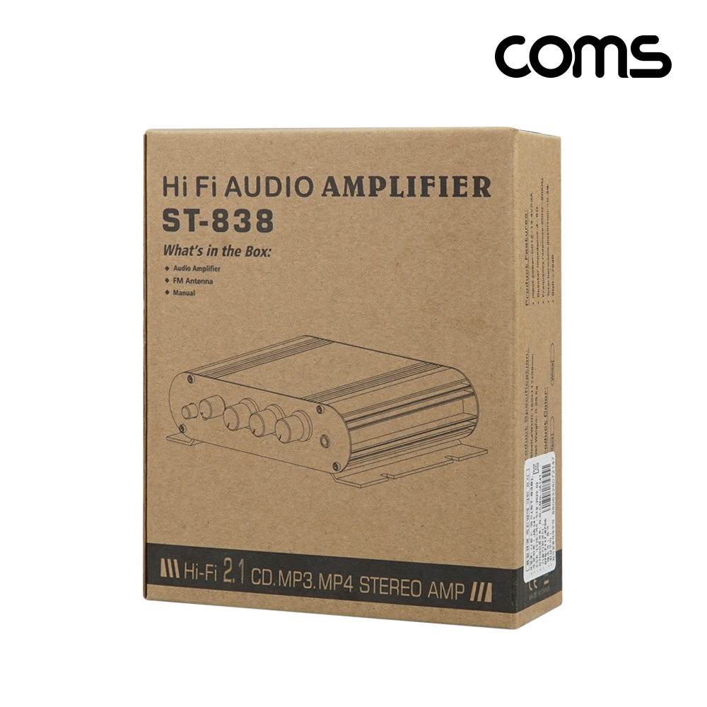 Coms Hi-Fi 2.1채널 오디오 앰프 우퍼 2.1CH 사운드 Amplifier 20Wx2 40W서브
