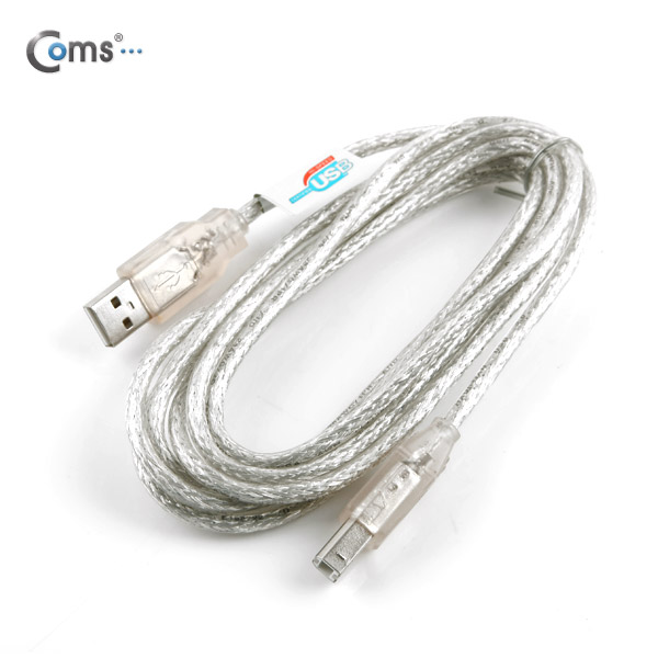 Coms USB 케이블(투명/AB형), 2M, 2.0, 480Mbps