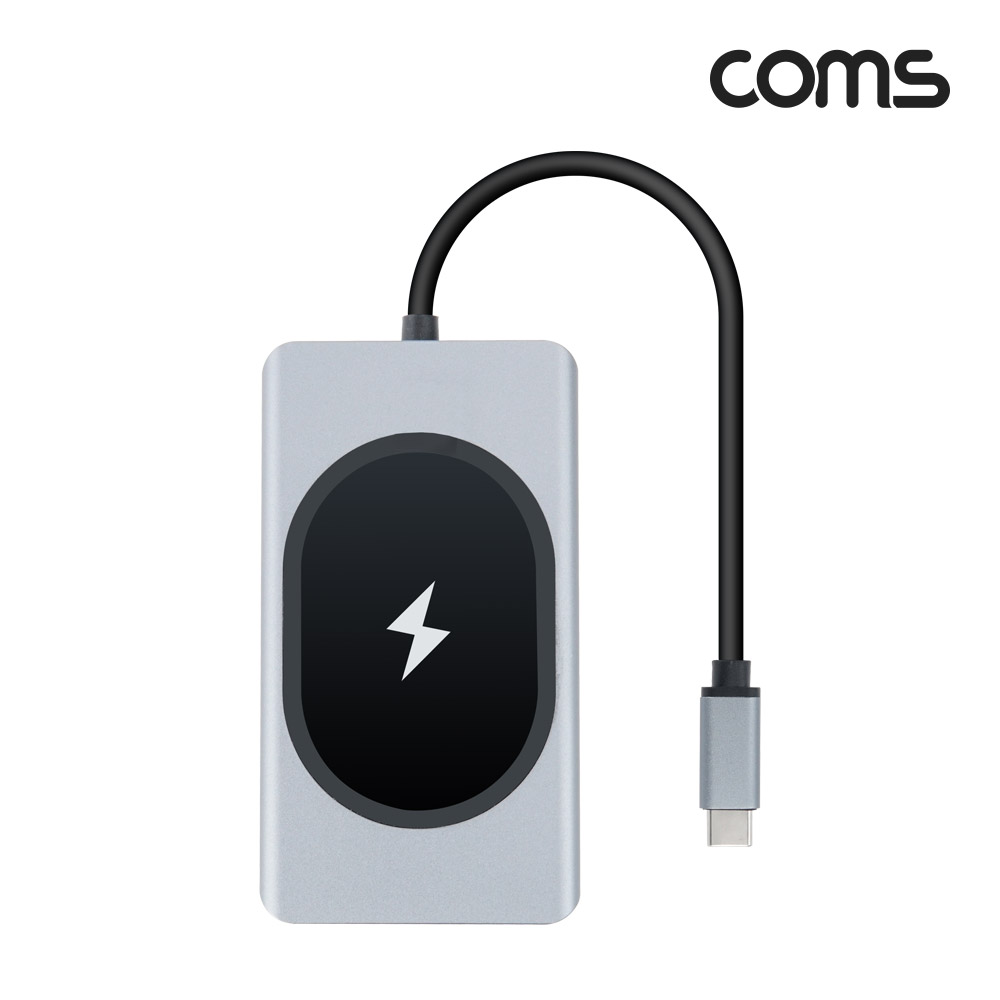 Coms 무선충전 올인원 멀티 컨버터 USB-C Type C PD HDMI VGA 동시출력 도킹스테이션 SD TF 카드리더 C타입 1Gbps Gigabit 기가비트 RJ45