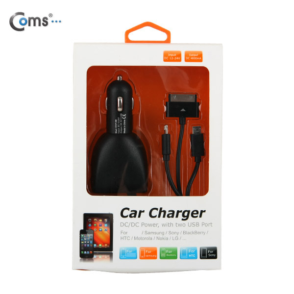 Coms iOS 스마트폰 5 차량용 케이블(3 in 1/멀티) 스프링, 30 ~ 120cm
