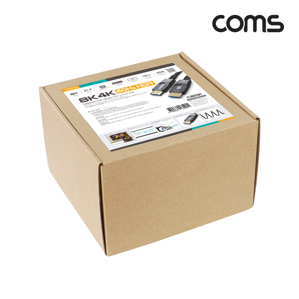 Coms HDMI 2.1 AOC 리피터 광케이블 70M 8K@60Hz 4K@120Hz 48Gbps Optical+Coaxial