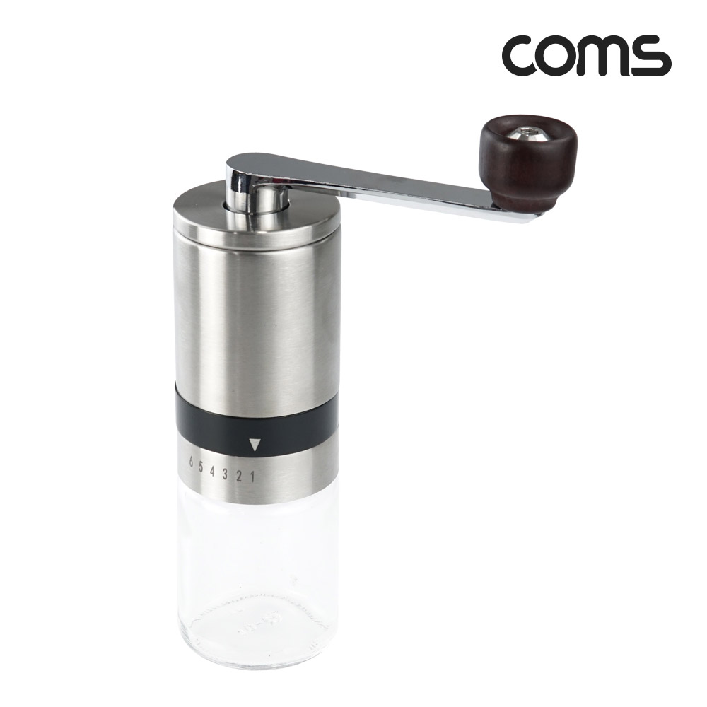 Coms 커피 그라인더 수동 핸들 분쇄기 6단조절 휴대용