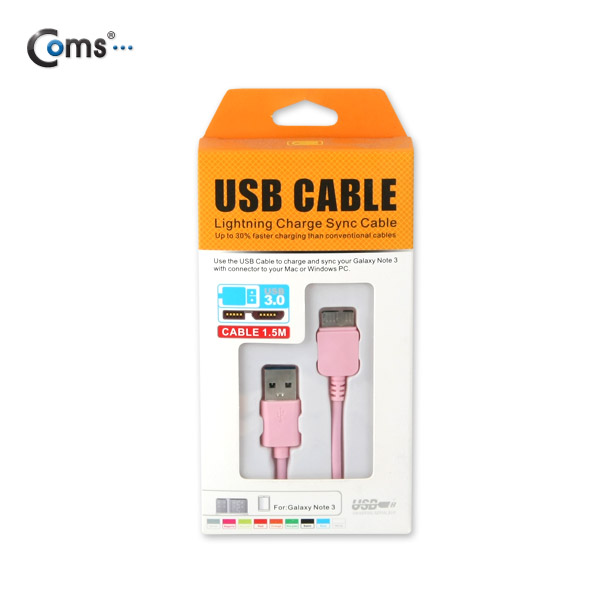 Coms 노트3용/Micro USB(B) 케이블(Box), pink