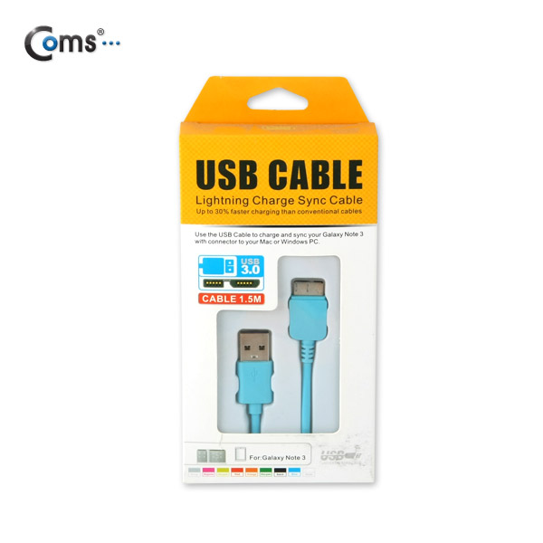 Coms 노트3용/Micro USB(B) 케이블(Box), sky blue