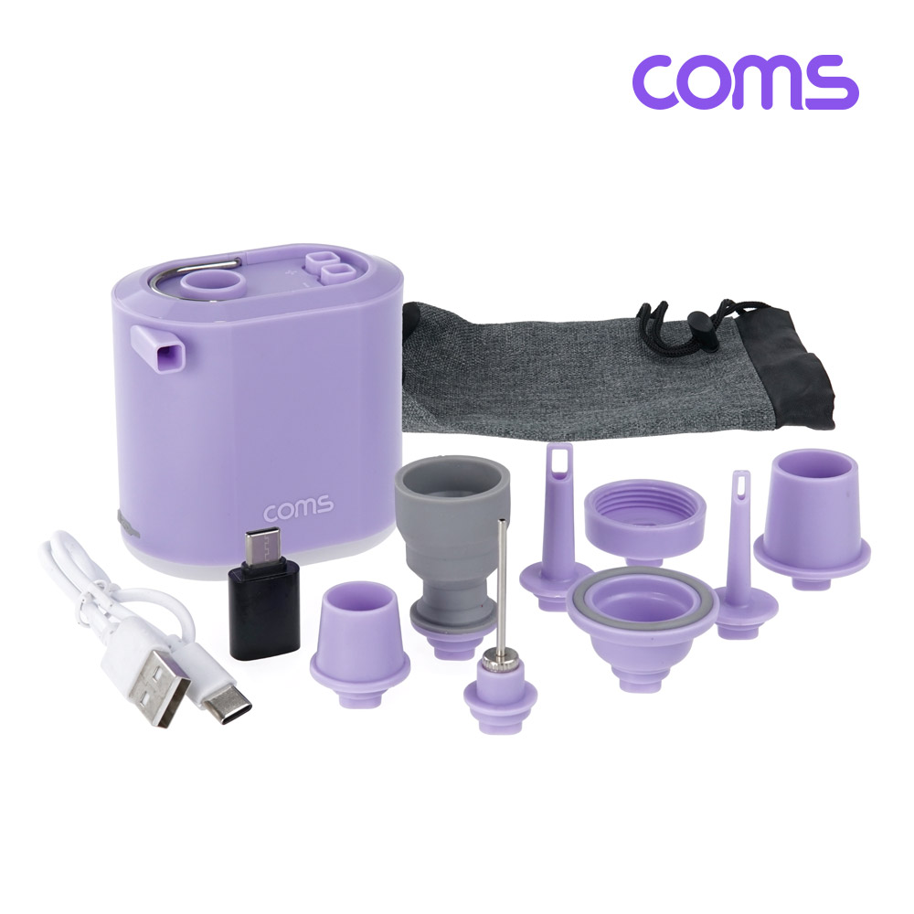 Coms 에어펌프 캠핑 휴대용 소형 미니 무선 공기주입 공기흡입 LED 무드등 보조배터리 비상용