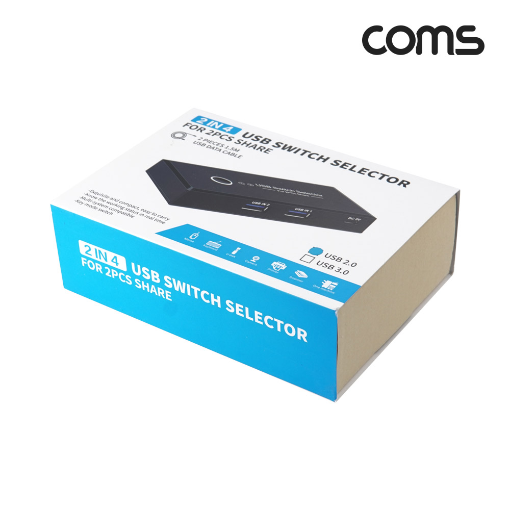 Coms USB 2.0 선택기 2:4 수동 스위치 480Mbps