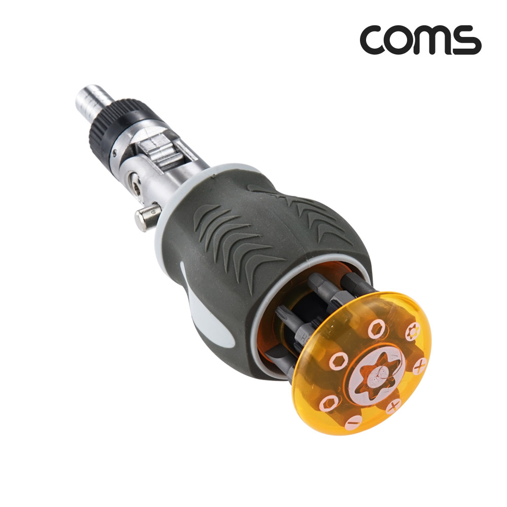 Coms 비트 수납형 래칫 드라이버 십자 일자 정밀 회전 헤드 멀티 공구