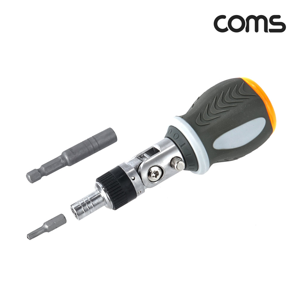 Coms 비트 수납형 래칫 드라이버 십자 일자 정밀 회전 헤드 멀티 공구