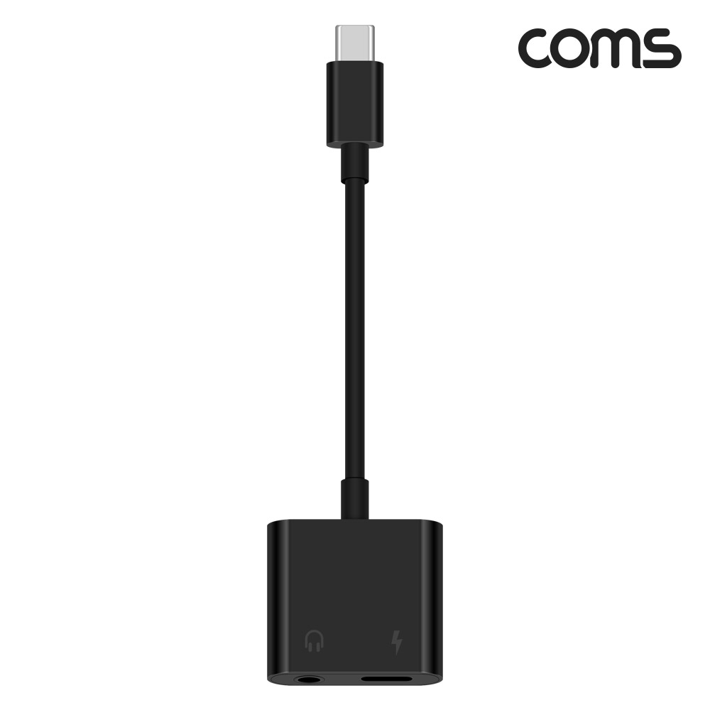 Coms Type C 오디오젠더 12cm Black C타입 to 3.5mm + 충전