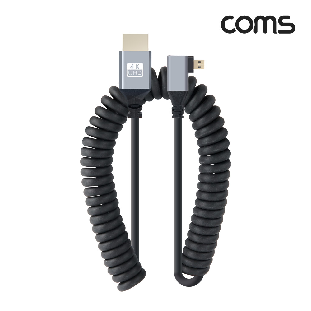 Coms 마이크로 HDMI 변환 스프링 케이블 HDMI M to Micro HDMI M 4K 60Hz UHD 꺾임형