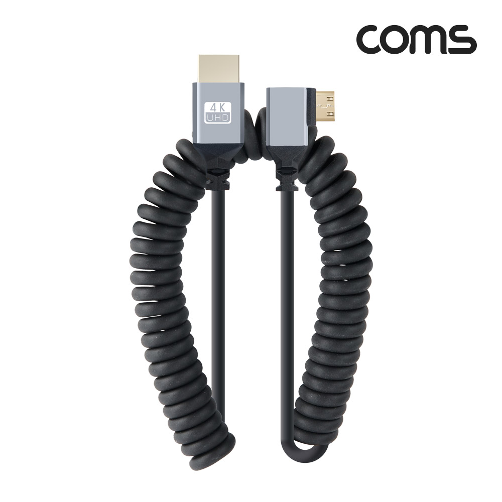 Coms 미니 HDMI 변환 스프링 케이블 HDMI M to Mini HDMI M 4K 60Hz UHD 꺾임형
