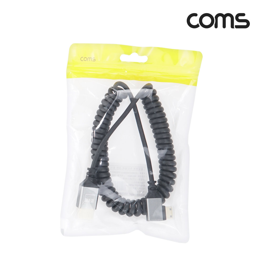 Coms 미니 HDMI 변환 스프링 케이블 HDMI M to Mini HDMI M 4K 60Hz UHD 꺾임형
