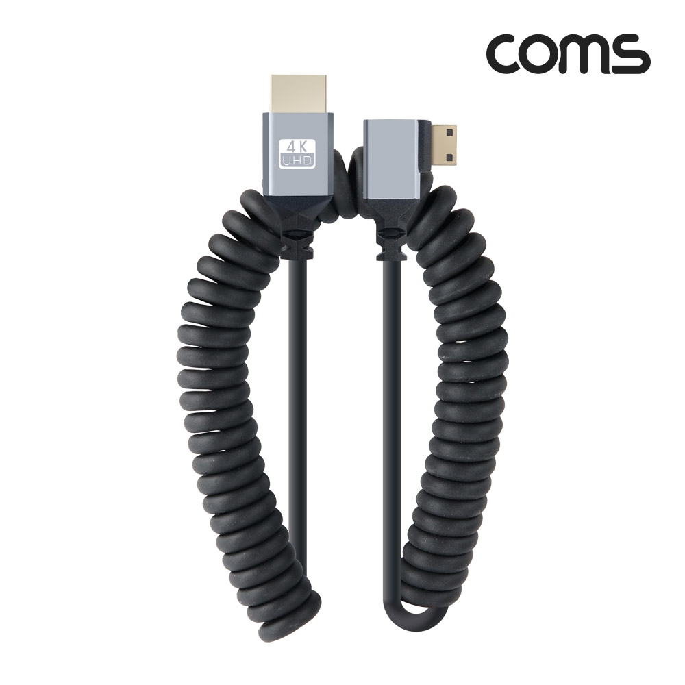 Coms 미니 HDMI 변환 스프링 케이블 HDMI M to Mini HDMI M 4K 60Hz UHD 꺾임형