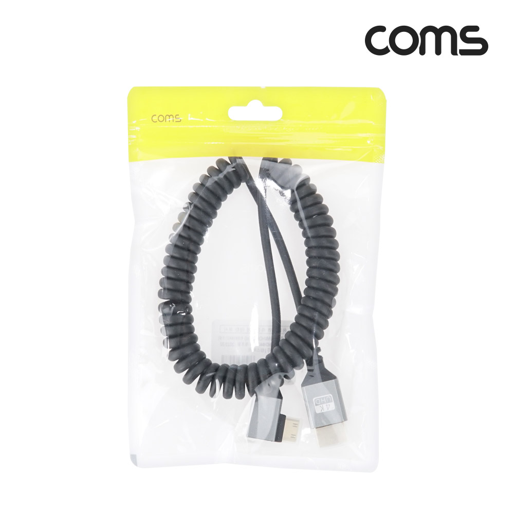 Coms 미니 HDMI 변환 스프링 케이블 HDMI M to Mini HDMI M 4K 60Hz UHD 꺾임형