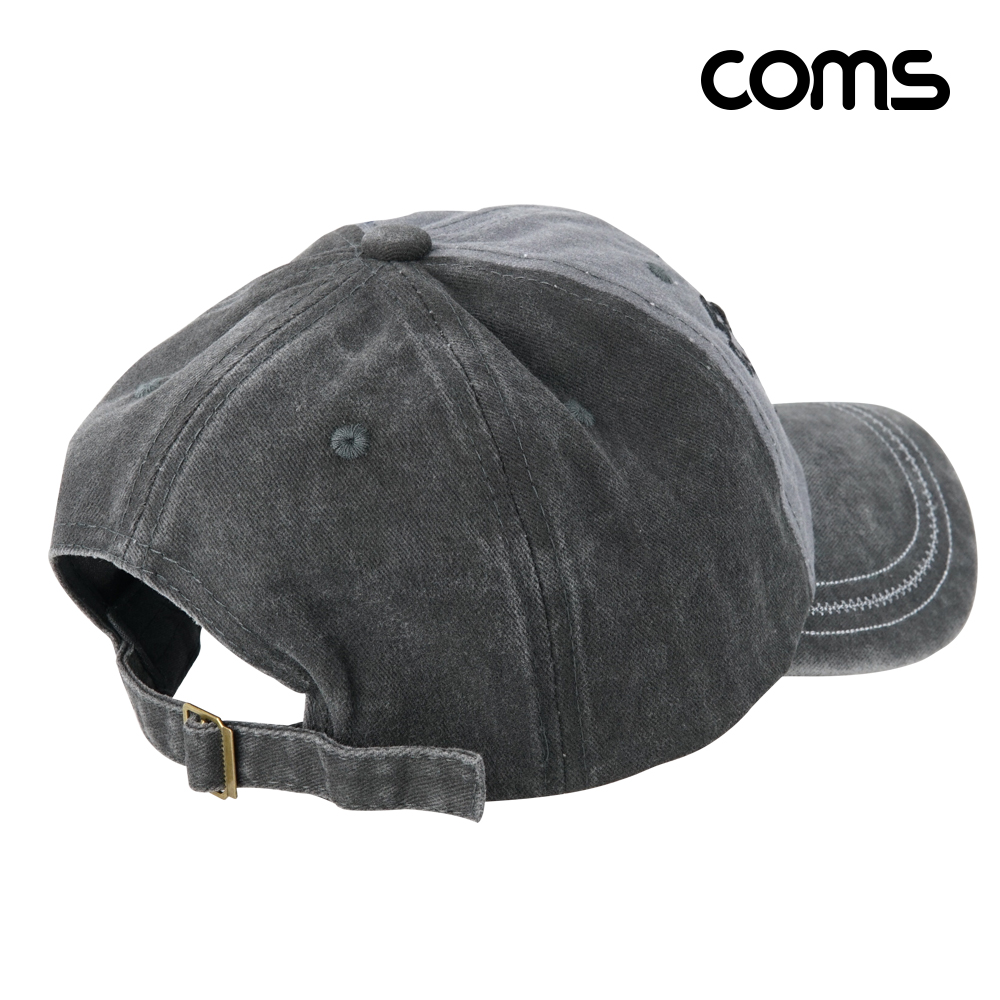 Coms 캡모자 Gray 흑청 검정데님 회색 레터링 레트로