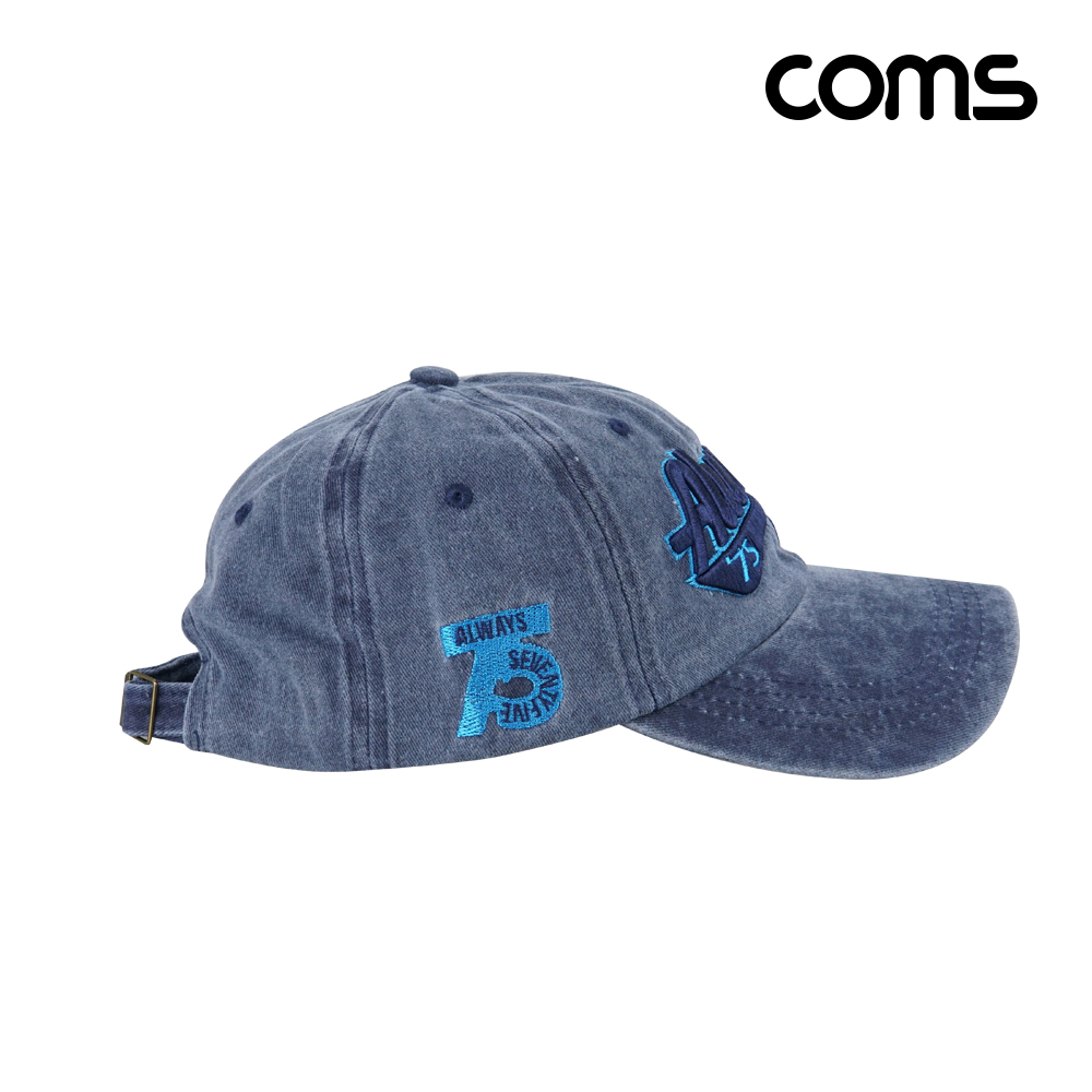 Coms 캡모자 Blue 파랑 데님 레터링 레트로