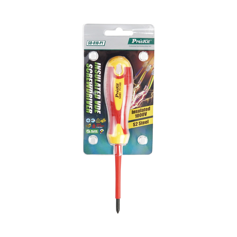 PROKIT (SD-810-P1) 절연 VDE 스크류 드라이버 십자(+) 4.5*80mm