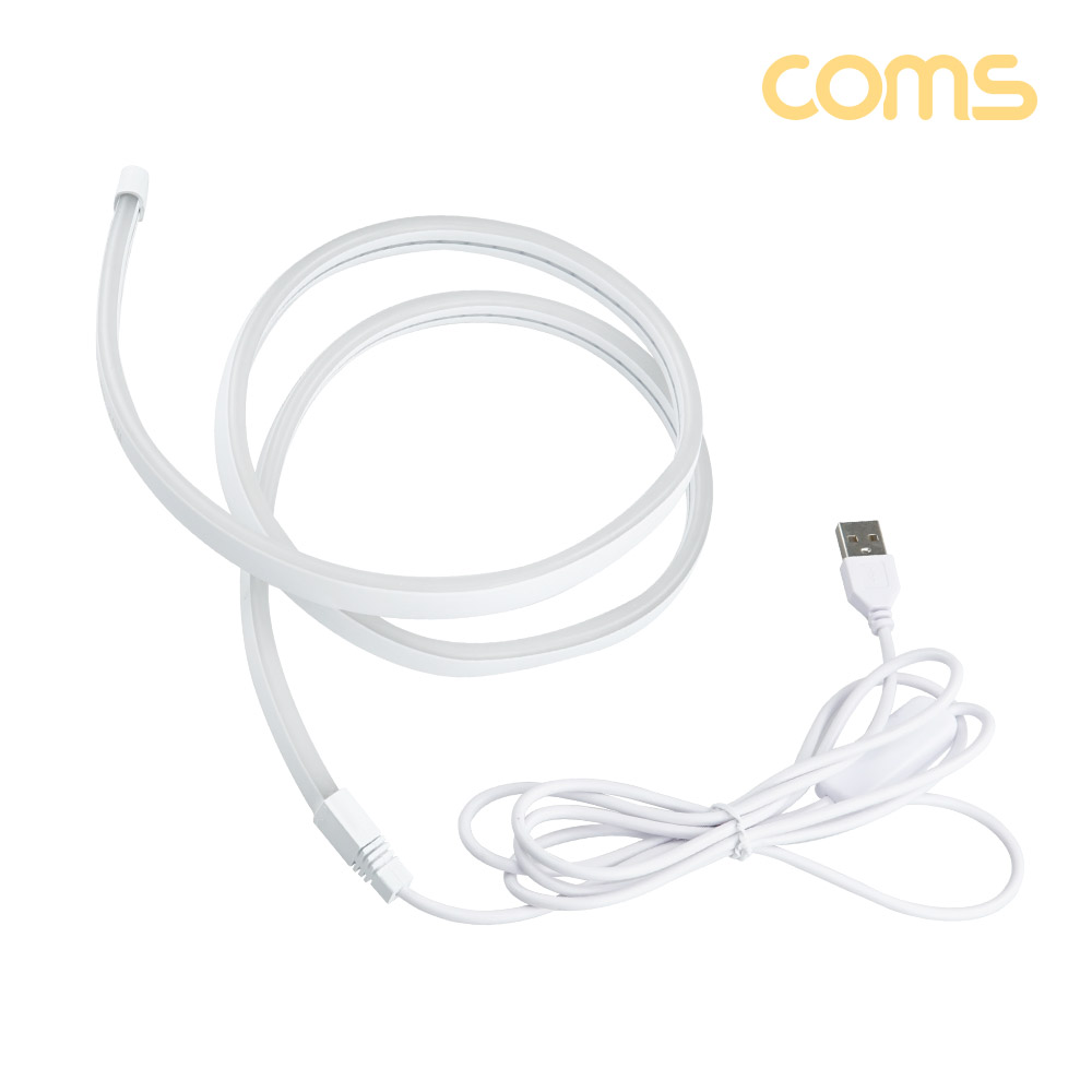 Coms USB LED 케이블 White 1M 스위치 슬림형 LED 램프 랜턴 무드등 조명호스 감성네온 인테리어 DIY 줄 띠형