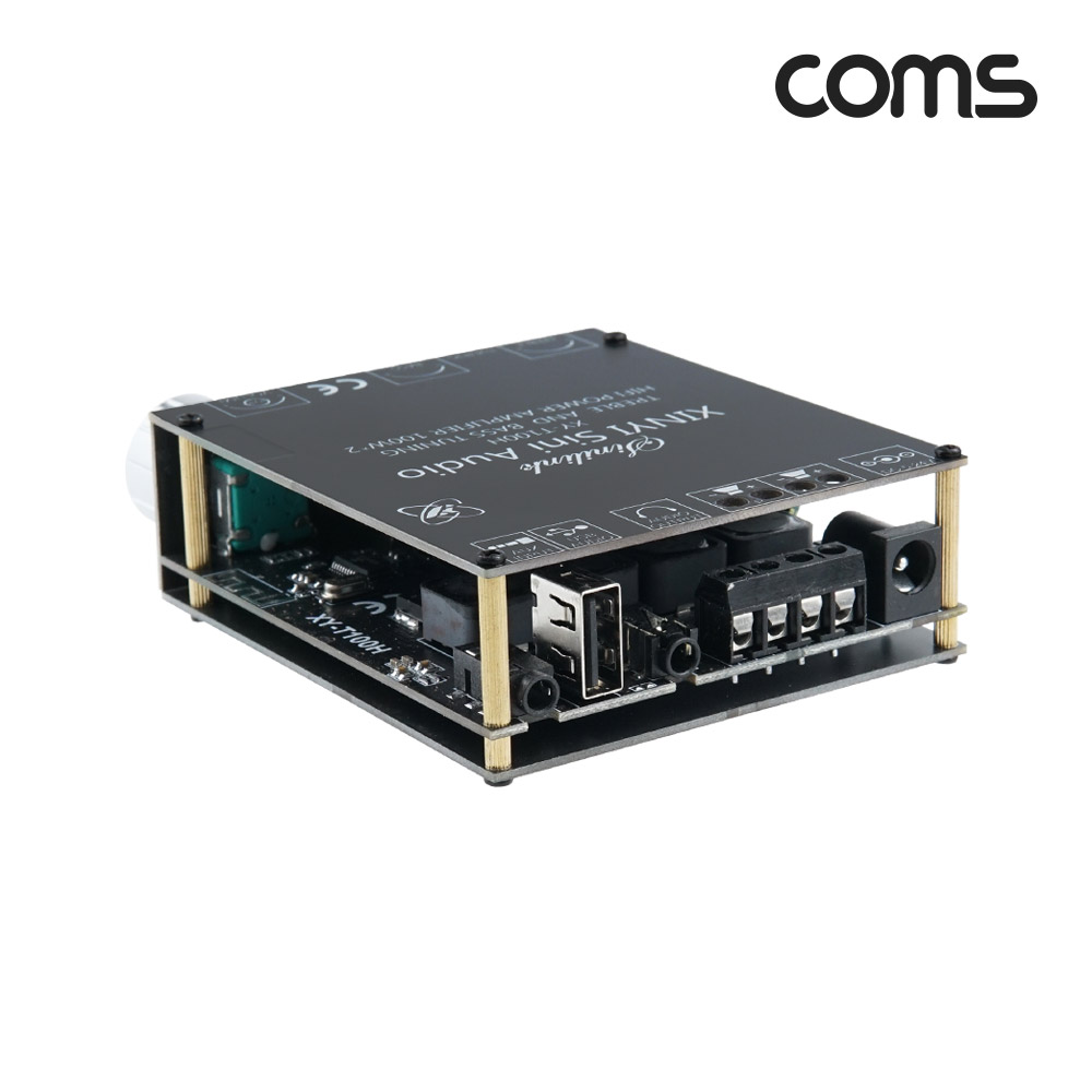 Coms HiFi 블루투스 오디오 앰프 2채널 소형 100W+100W TREBLE BASS 북쉘프스피커전용