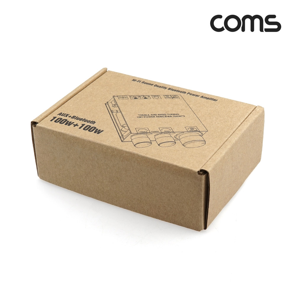 Coms HiFi 블루투스 오디오 앰프 2채널 소형 100W+100W TREBLE BASS 북쉘프스피커전용