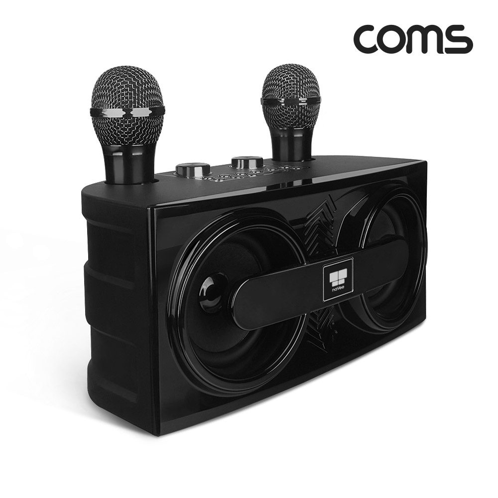 Coms 나비 무선 블루투스 노래방 마이크 앰프 40W 마이크 2개 NV81-AMP30