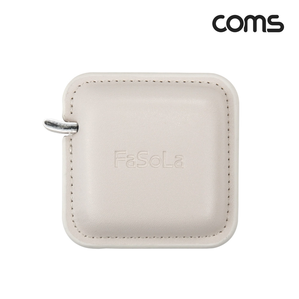 Coms 휴대용 미니 줄자 사이즈 측정 자동감김 원터치 PU가죽 사각