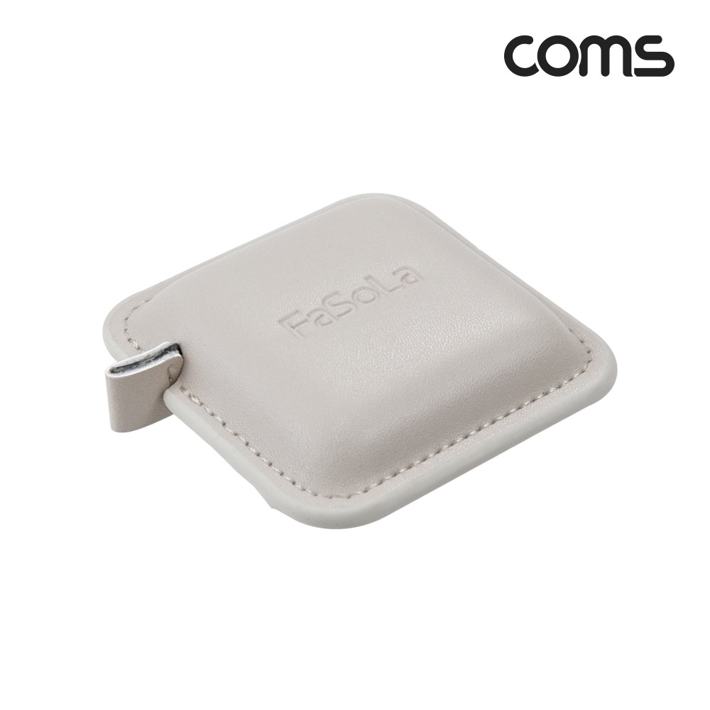 Coms 휴대용 미니 줄자 사이즈 측정 자동감김 원터치 PU가죽 사각