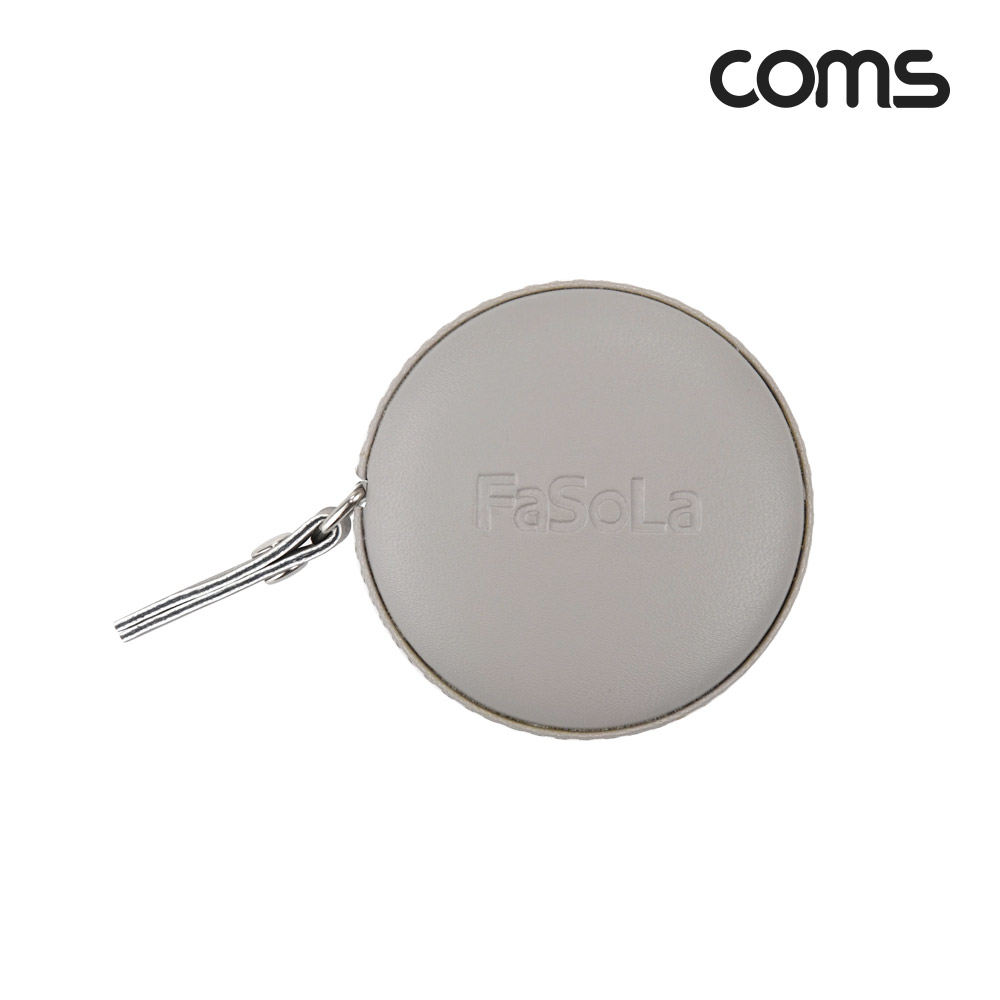 Coms 휴대용 미니 줄자 사이즈 측정 자동감김 원터치 PU가죽 원형