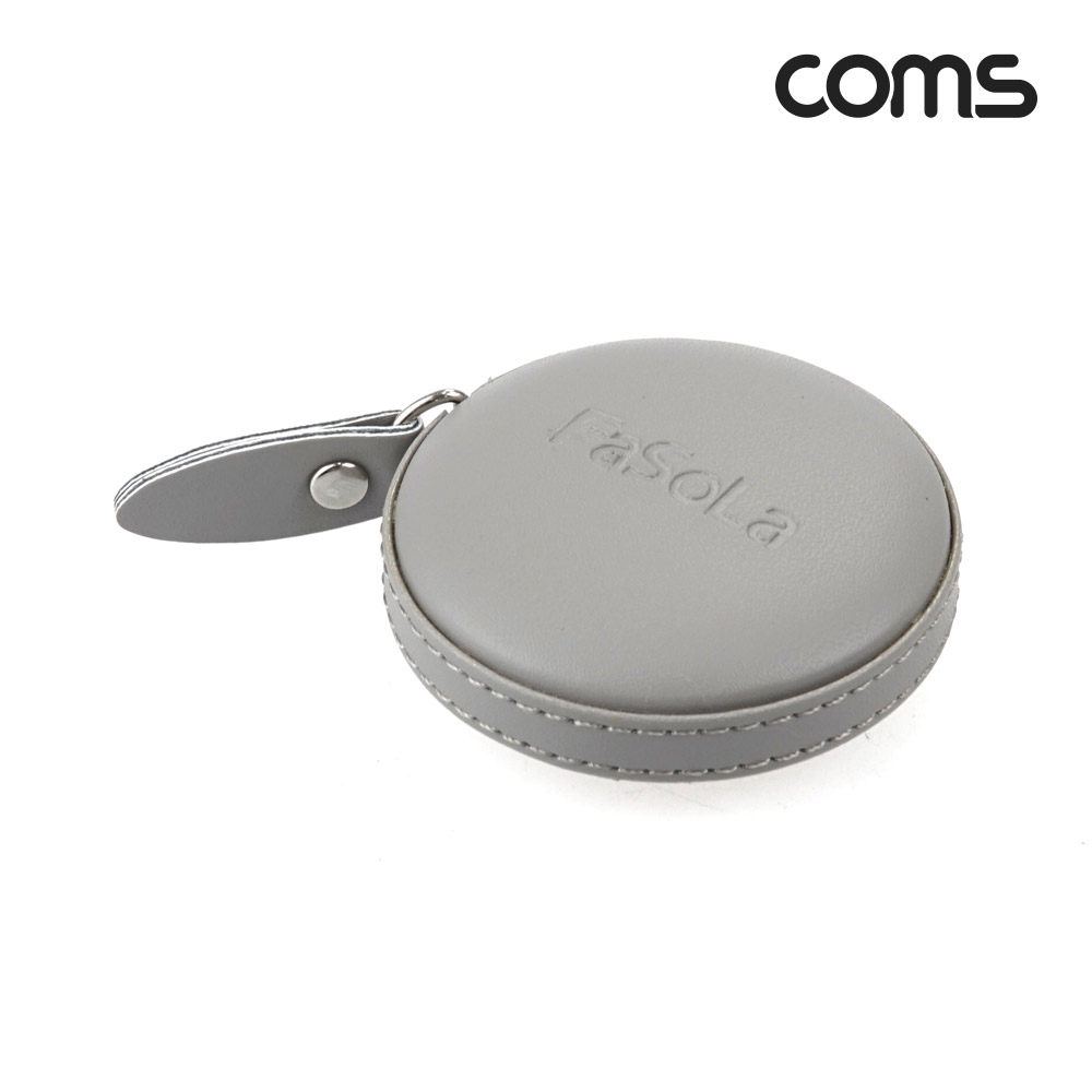 Coms 휴대용 미니 줄자 사이즈 측정 자동감김 원터치 PU가죽 원형