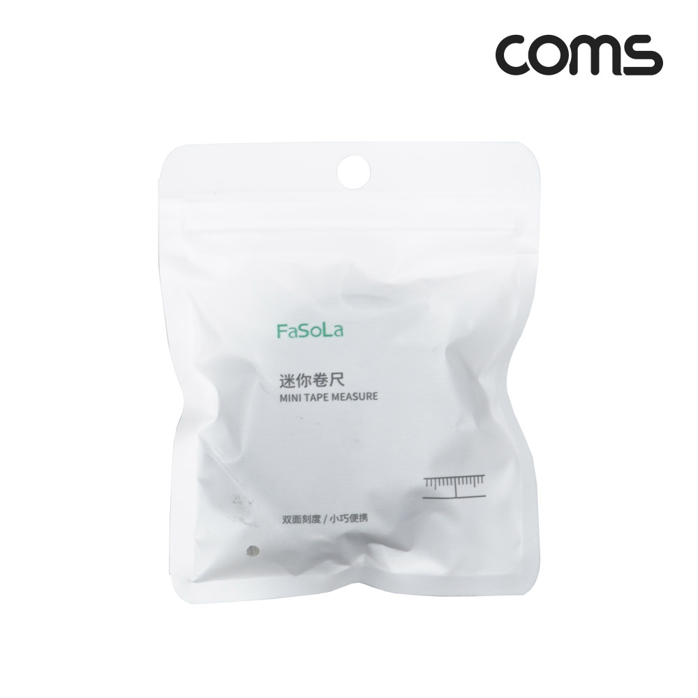 Coms 휴대용 미니 줄자 사이즈 측정 자동감김 원터치 PU가죽 원형