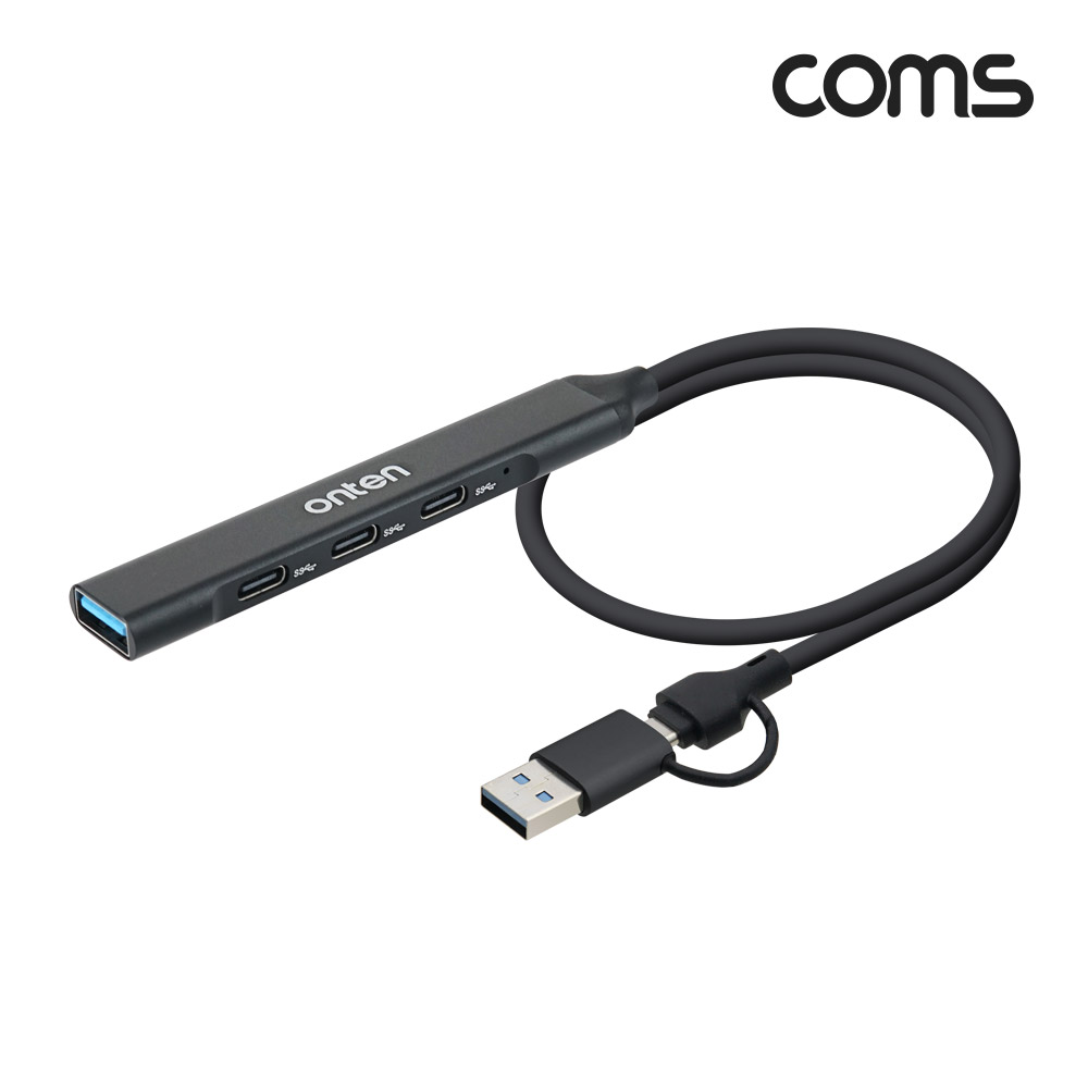 Coms 4 IN 2 꼬리물기 허브 4포트 USB Type C Gen1 USB 3.0
