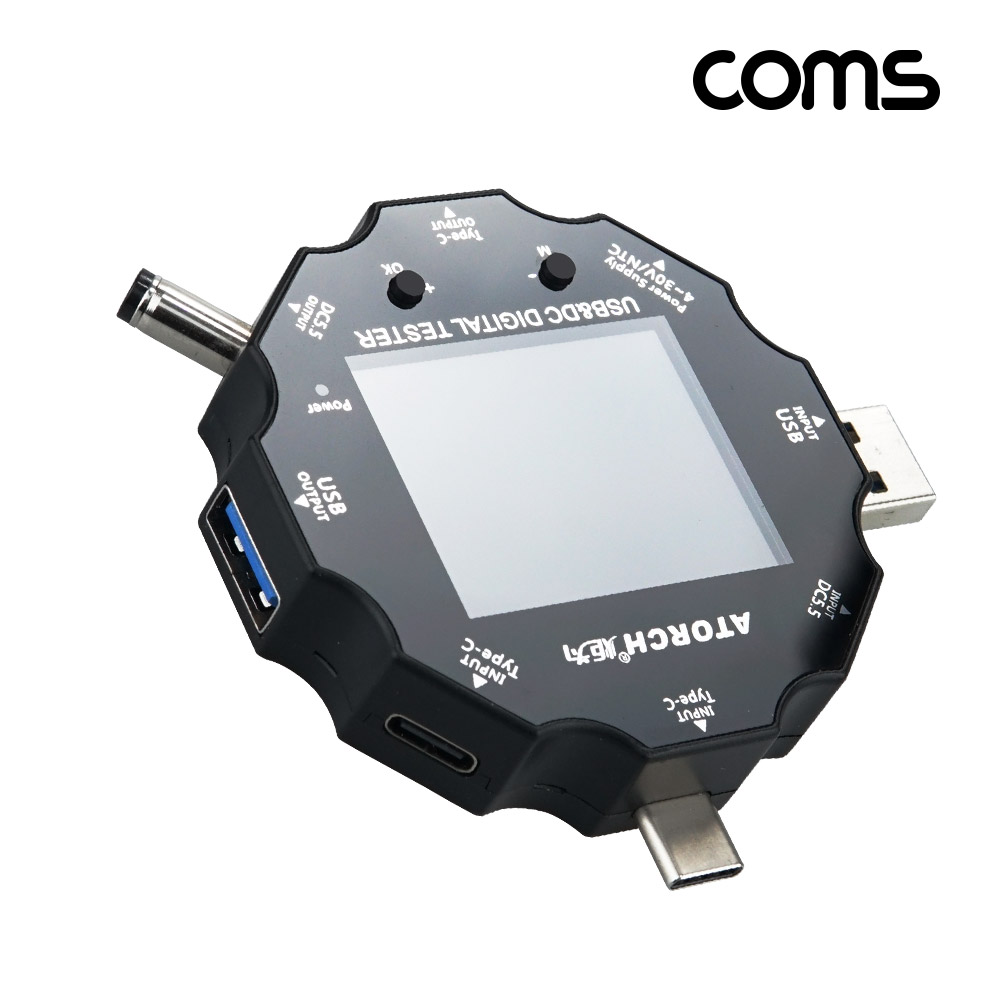 Coms USB 테스터기 전류 전압 측정, C타입 USB 3.1 Type C, USB 3.0, Micro 5Pin 마이크로 5핀, DC전원잭 외경5.5