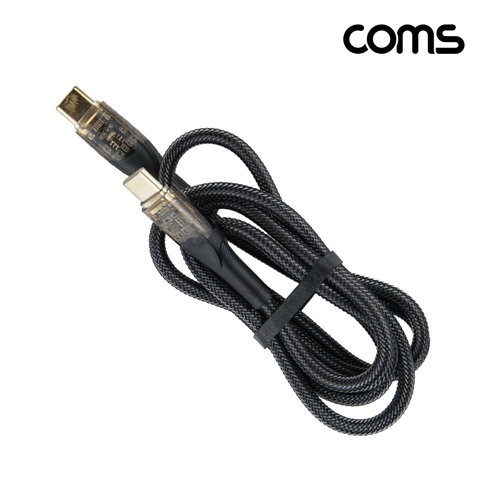Coms USB 3.1 C타입 LED 케이블 PD 60W 고속충전 블랙 1M