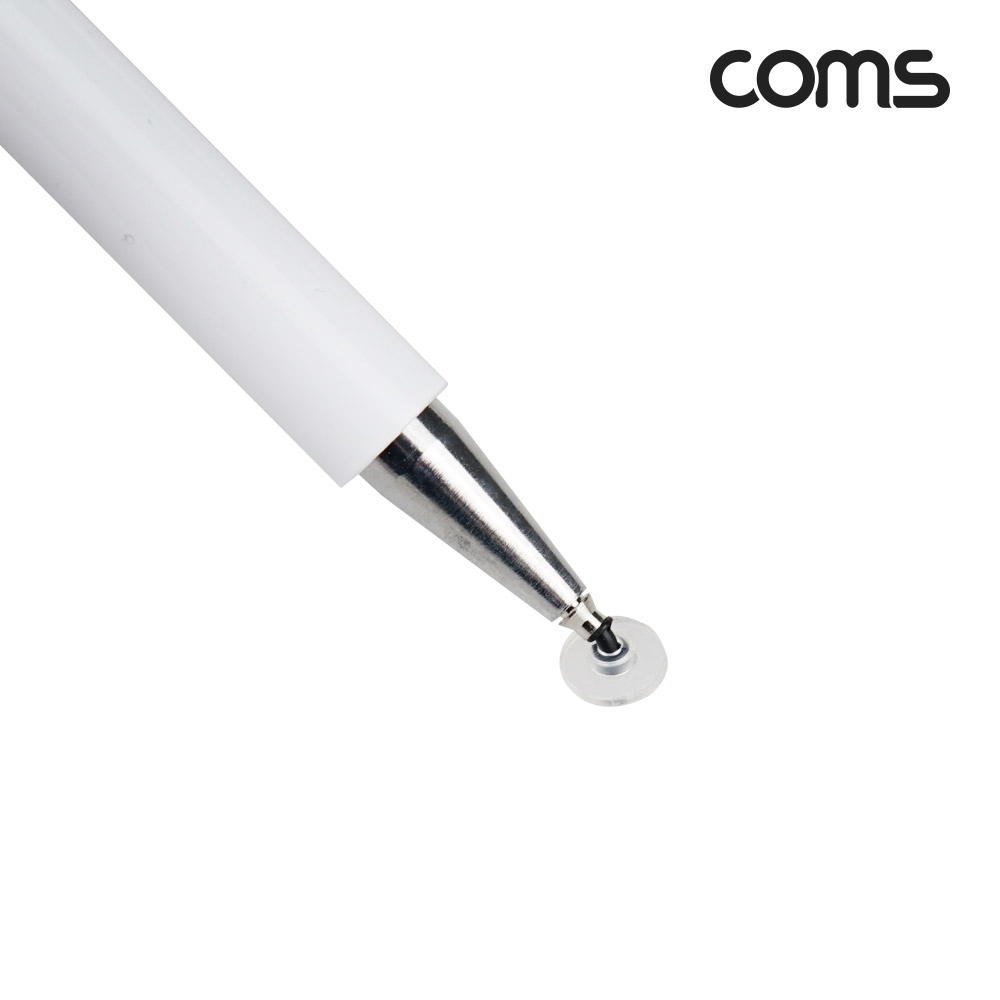 Coms 정전식 스마트폰 터치펜 양면 터치볼 디스크형 white