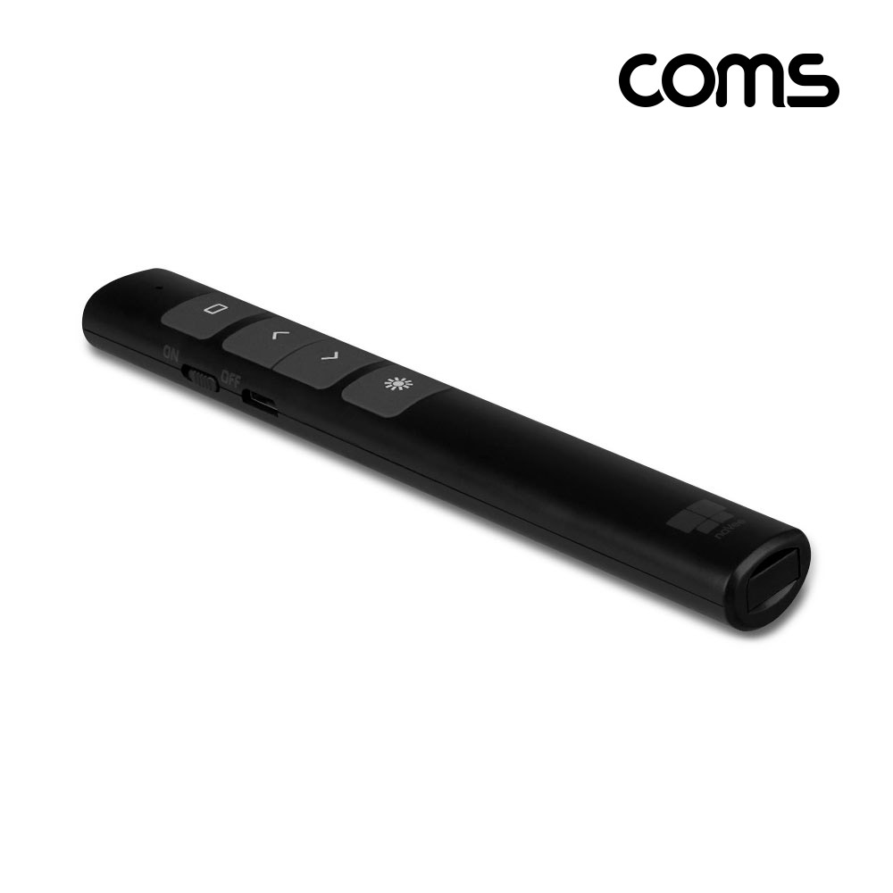 Coms 나비 무선 프리젠터(NV117-PPT350) Black , 레이저포인터 레드, 충전식
