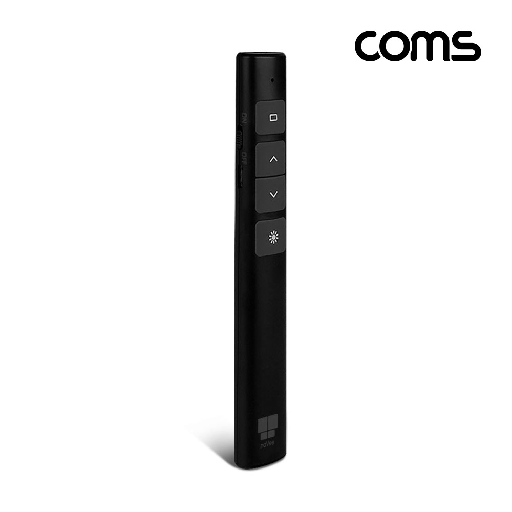 Coms 나비 무선 프리젠터(NV117-PPT350) Black , 레이저포인터 레드, 충전식