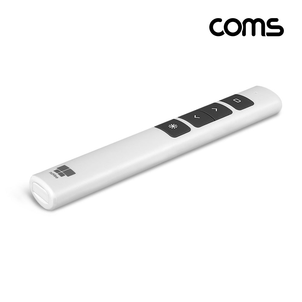 Coms 나비 무선 프리젠터(NV117-PPT350) White , 레이저포인터 레드, 충전식