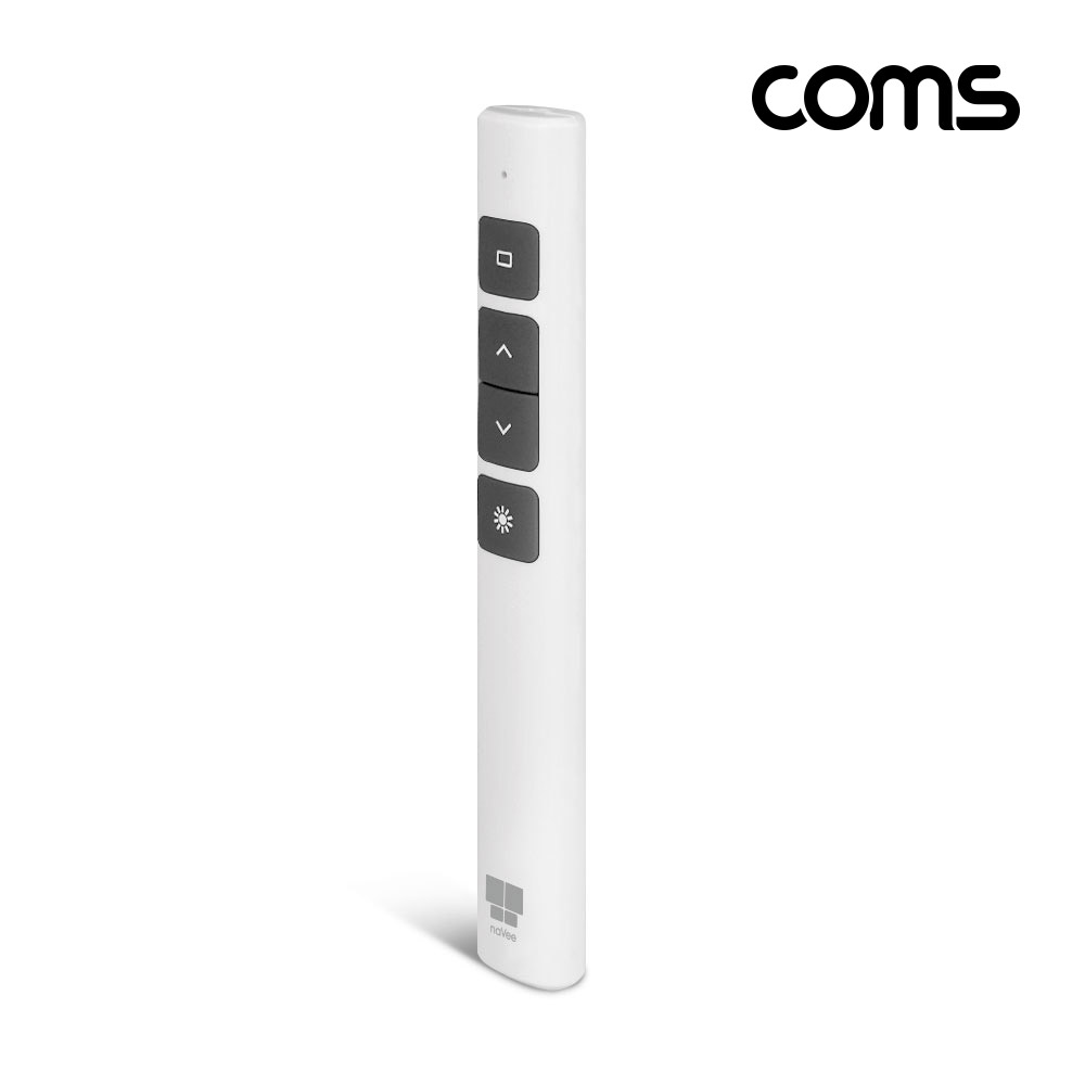 Coms 나비 무선 프리젠터(NV117-PPT350) White , 레이저포인터 레드, 충전식