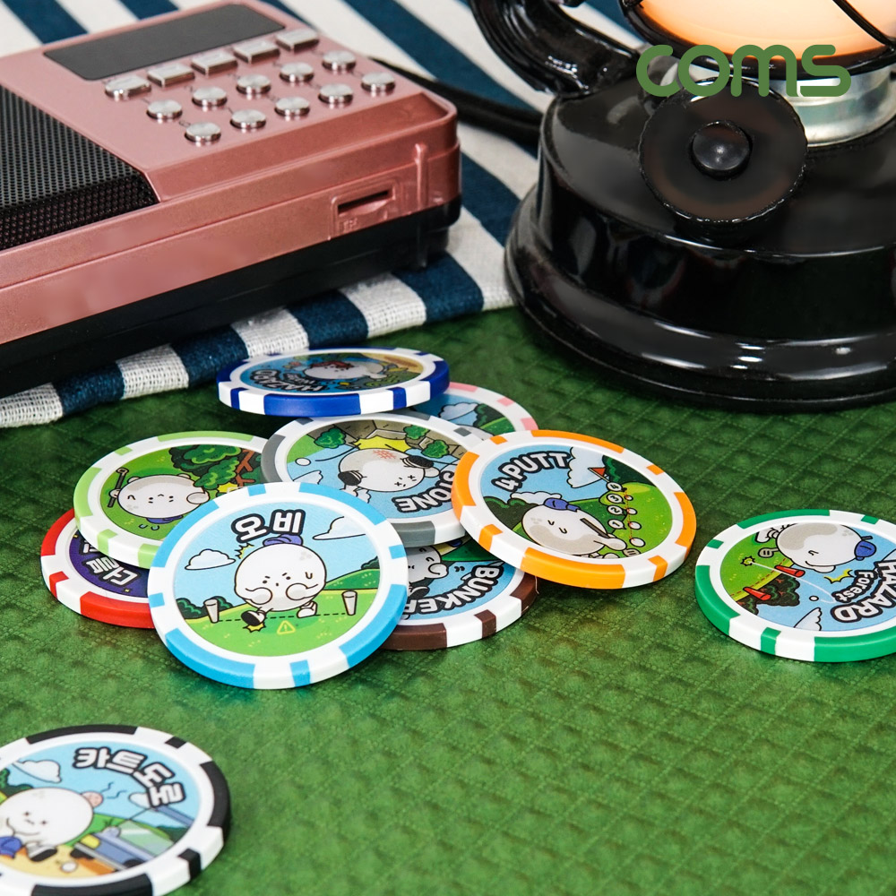 Coms 골프 게임칩 12개입, 폭탄돌리기, 볼마커, 명랑골프, 골프악세서리 라운딩용품, 카지노칩, 캐디비용, 스크린골프 비용해결