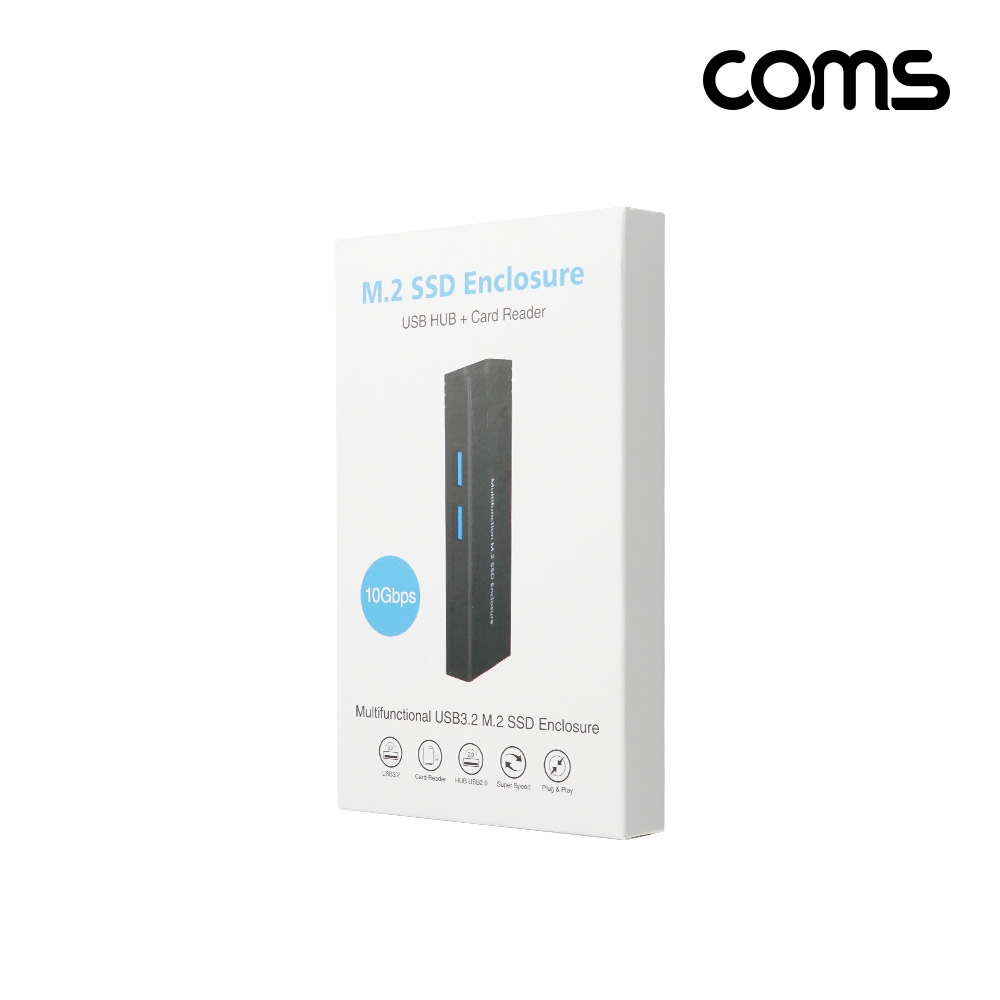 Coms M.2 SSD NVME NGFF(SATA) 외장케이스. 멀티 허브 카드리더기 USB 2.0, C타입 + A타입 케이블, 10Gbps